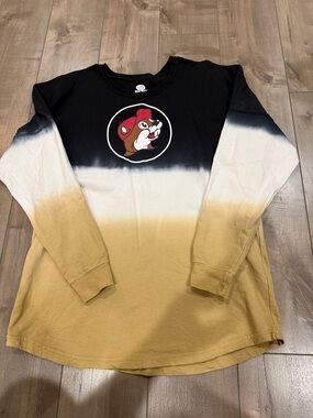 Women’s Long Sleeve Dip-Dye Tee in Black, White & Tan
